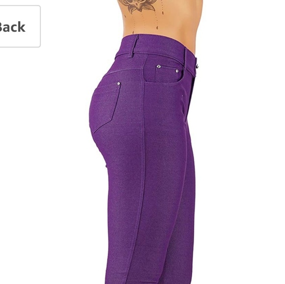 Jean Look Jeggings Tights Slim Fit Pull Up Pants - Picture 2 of 4